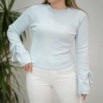 تصویر  بلوز فانریپ آستین پاپیون