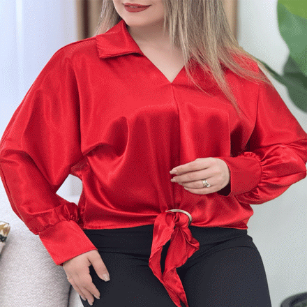 تصویر  شومیز گره ای ساتن یلدایی