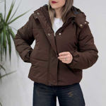 تصویر  کاپشن باکسی کلاه دار