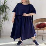 تصویر  ست شومیز و دامن شلواری لینن