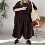 تصویر  ست شومیز و دامن شلواری لینن