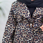 تصویر  کت پلنگی کمربندی