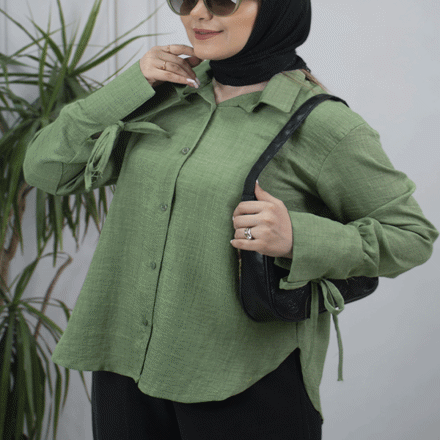 تصویر  شومیز شانتون آستین بندی