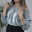 تصویر  شومیز پلیسه یقه قایقی