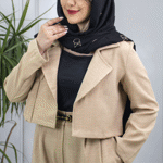 تصویر  ست کراپ کت و شلوار پاپیونی